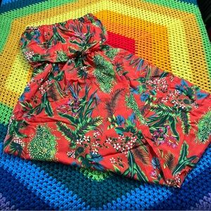 70's Vintage Pomare Hawaiian Red Green Hibiscus Floral Tube Maxi Sundress Dress